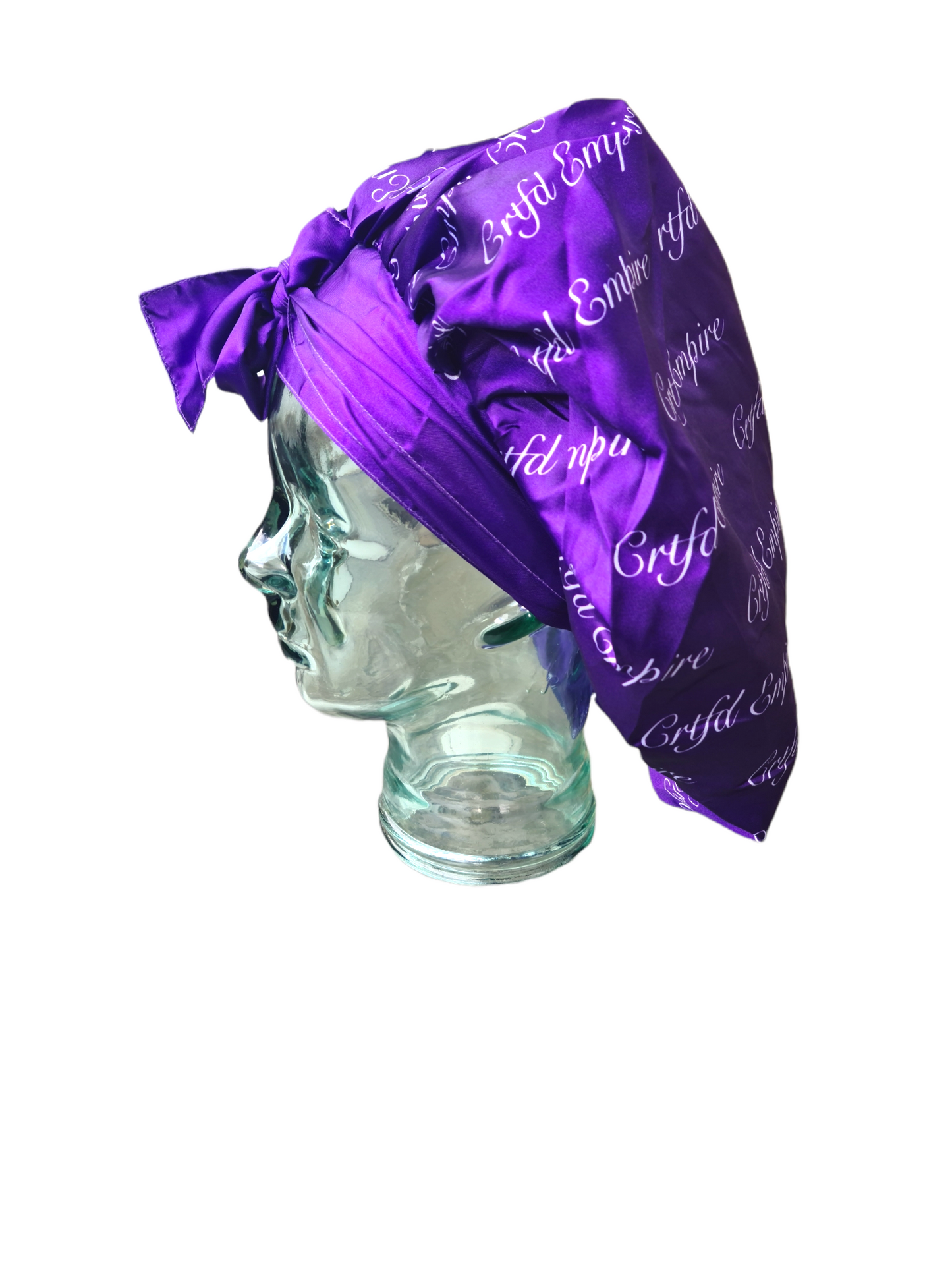 Crtfd Empire, Purple & White Satin Bonnet with tie