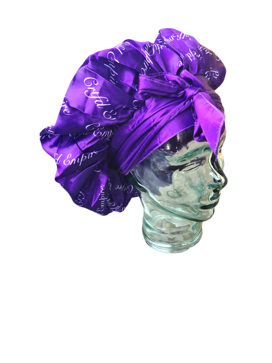 Crtfd Empire, Purple & White Satin Bonnet with tie